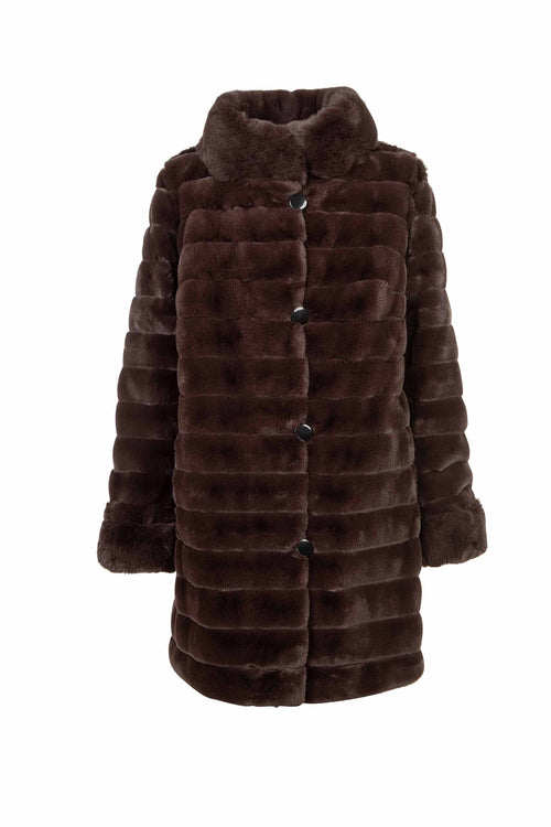 Petite M. Kunstpelz Jacke zum Wenden Schwarz - Braun Fabrikladen