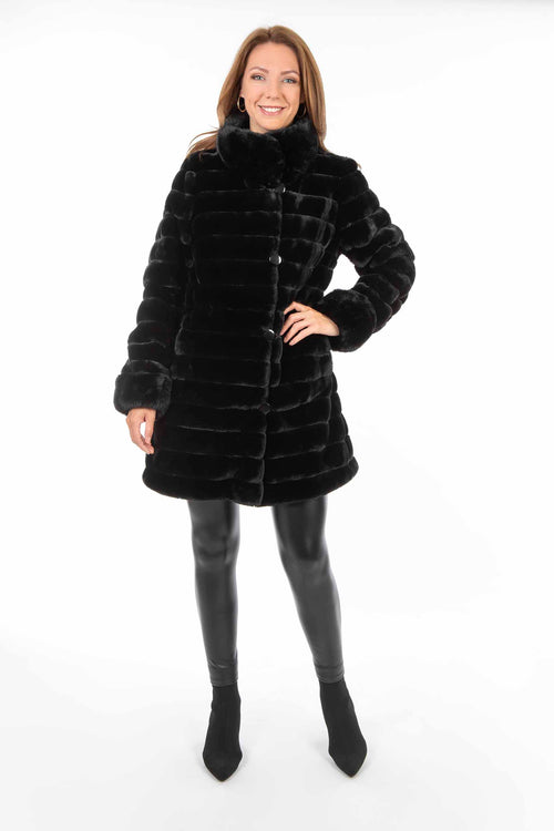 Petite M. Kunstpelz Jacke zum Wenden Schwarz Black Friday Preise