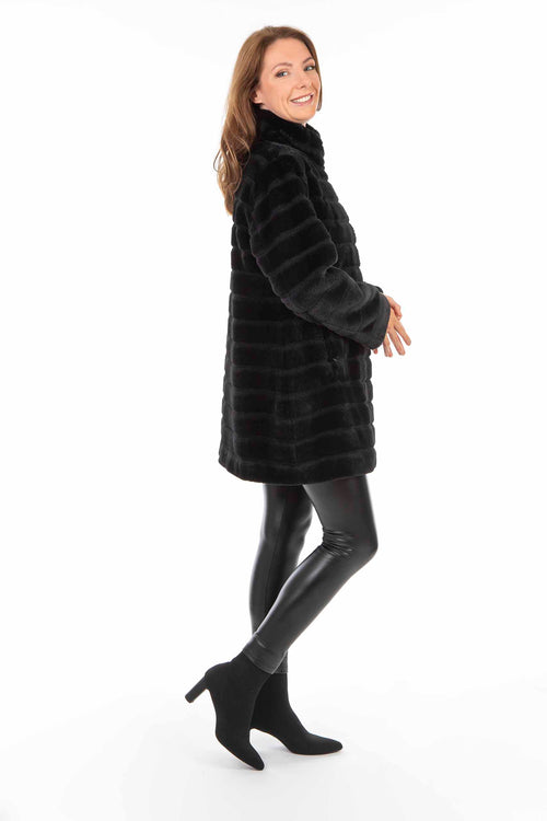 Petite M. Kunstpelz Jacke zum Wenden Schwarz Black Friday Preise