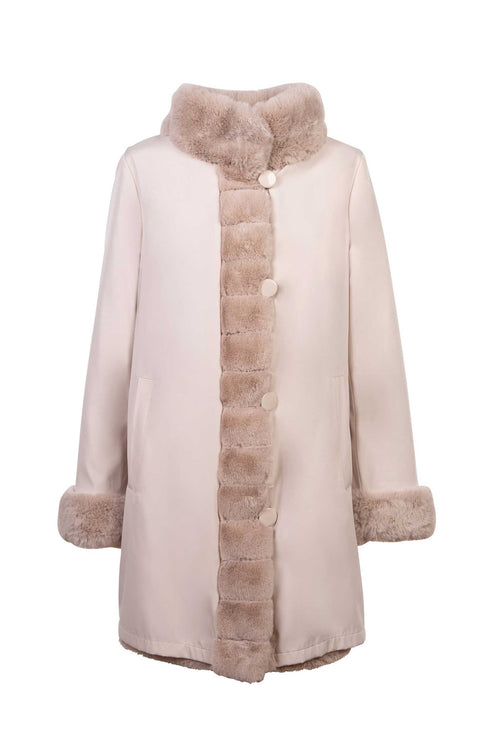 Petite M. Kunstpelz Jacke zum Wenden Creme Im Verkauf