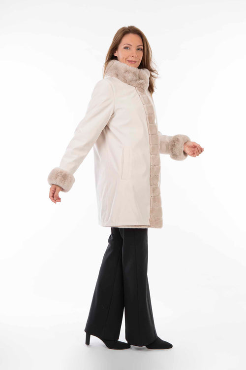 Petite M. Kunstpelz Jacke zum Wenden Creme Im Verkauf