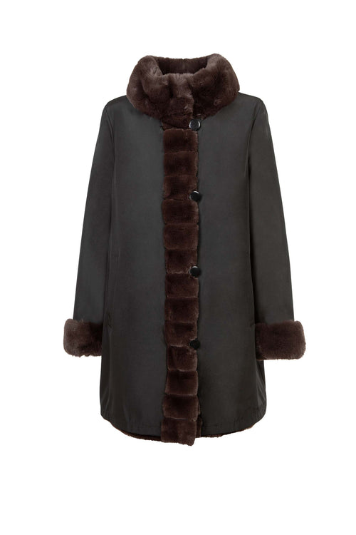 Petite M. Kunstpelz Jacke zum Wenden Schwarz - Braun Angebote