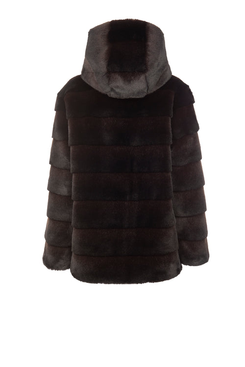 Petite M. Kunstpelz Jacke mit Kapuze in der Farbe braun-schwarz Flash Sale
