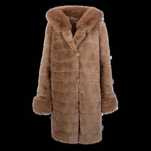 Petite M. Wendemantel mit Kapuze in Kunstfell und Microfaser, Farbe Camel Black Friday
