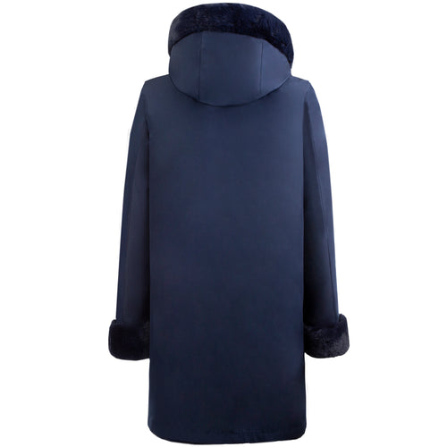 Petite M. Wendemantel mit Kapuze in Kunstfell und Microfaser, Farbe Blau Cyber Monday