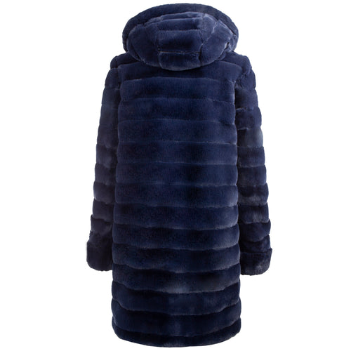 Petite M. Wendemantel mit Kapuze in Kunstfell und Microfaser, Farbe Blau Cyber Monday