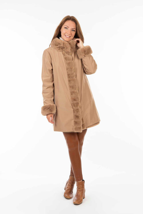 Petite M. Kunstpelz Jacke zum Wenden Camel Kauf eins, bekomm eins gratis