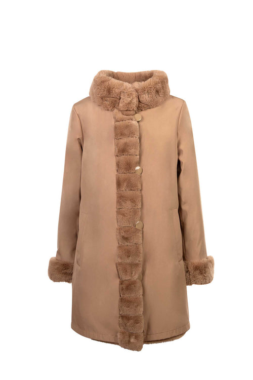 Petite M. Kunstpelz Jacke zum Wenden Camel Kauf eins, bekomm eins gratis