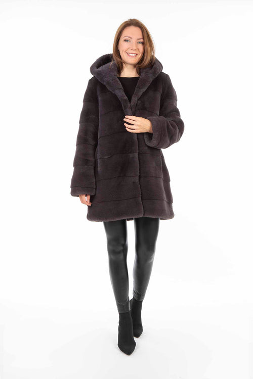Petite M. Kunstfell Mantel mit Kapuze Anthrazit Tägliche Deals
