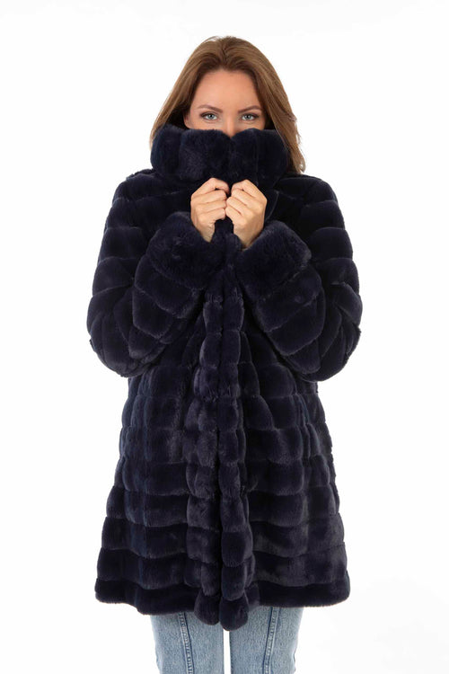 Petite M. Kunstpelz Jacke zum Wenden Blau Sonderangebote