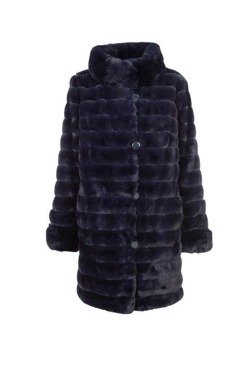 Petite M. Kunstpelz Jacke zum Wenden Blau Sonderangebote