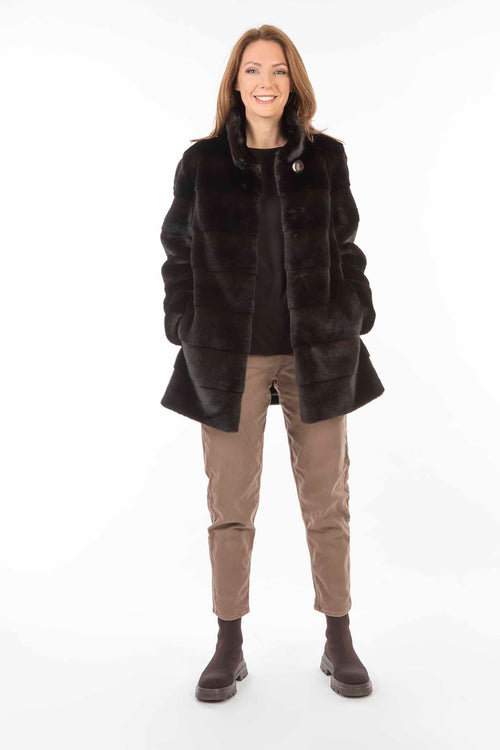 Petite M. Kunstfell Jacke Nerzoptik Schwarzbraun Nur für heute