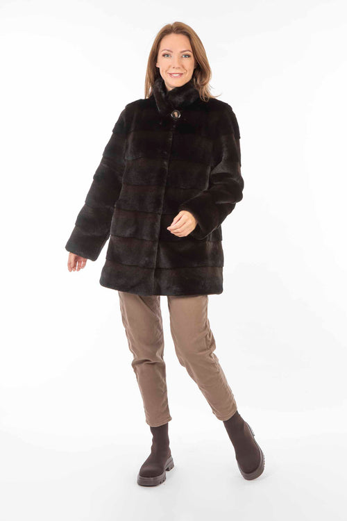 Petite M. Kunstfell Jacke Nerzoptik Schwarzbraun Nur für heute