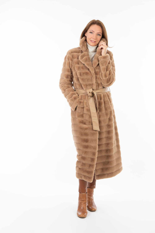 Petite M. Langer Kunstpelz Mantel Camel Clearance-Verkauf