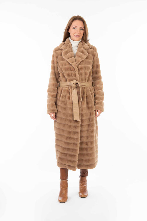 Petite M. Langer Kunstpelz Mantel Camel Clearance-Verkauf