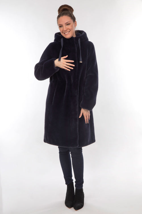 Petite M. Kunstpelz Parka Dunkelblau Black Friday Preise