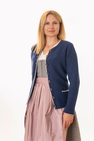 Pezzo D'oro Damenstrickjacke,Merinowolle,Trachtenstrickjacke,marine Rabatt