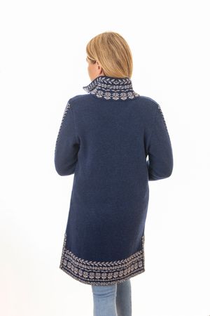 Pezzo D'oro Damenstrickmantel,nachtblau,Strick mit Jacquardbordüre,Doppelstrick,made in Bayern Günstig kaufen