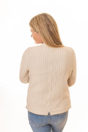 Pezzo D'oro edler Damenwollpullover wollweiss,Trachtenpulli reine Merinowolle, Online Shopping