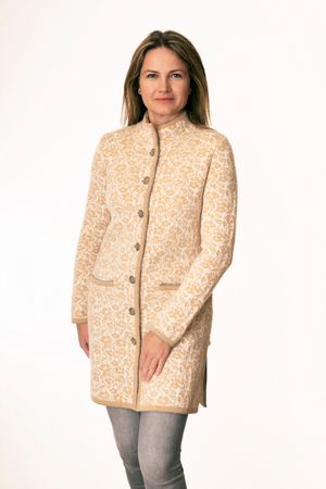 Pezzo D'oro Pezzo D&#039;oro Strickmantel offwhite/camel, Gehrock, reine Merinowolle, Strickhülle Black Friday