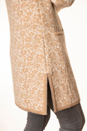 Pezzo D'oro Pezzo D&#039;oro Strickmantel offwhite/camel, Gehrock, reine Merinowolle, Strickhülle Black Friday