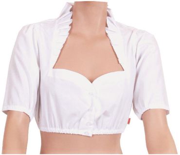 Pezzo D'oro Damen Dirndldesignerbluse weiß Sissikragen Herzausschnitt in weiß Zeitlich begrenztes Angebot
