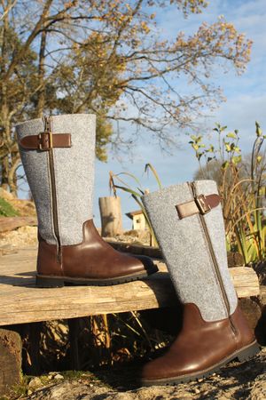 Pezzo D'oro Damen Winterstiefel Leder, gefüttert, mit hohem Filzschaft, im Sale minus 20% Neuheiten