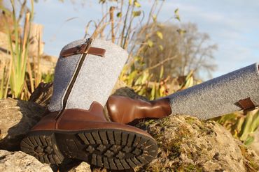 Pezzo D'oro Damen Winterstiefel Leder, gefüttert, mit hohem Filzschaft, im Sale minus 20% Neuheiten