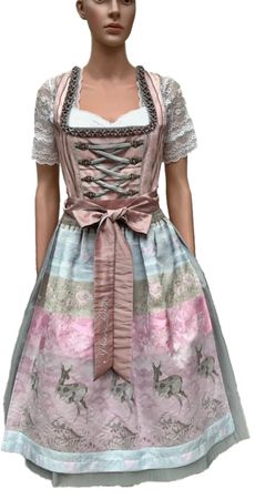 Pezzo D'oro Designer Dirndl Midi rose/silber Festtagsdirndl,Pezzo D&#039;oro