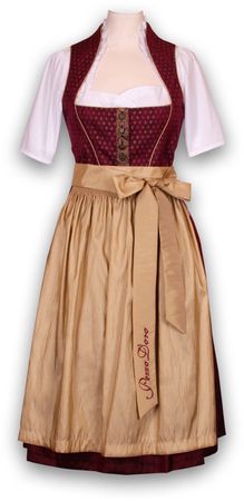 Pezzo D'oro Designer Dirndl,Festtagsdirndl, Mididirndl bordeaux/gold Wochenangebot