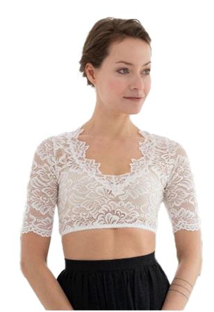 Pezzo D'oro Dirndlbluse aus elastischer Spitze Farbe creme, Kurzarm, Dirndlspitzenbluse Zeitbegrenzte Promotion