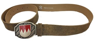 Pezzo D'oro Franken-Gürtel Rindleder inkl. Schließe mit Franken-Wappen braun-oliv Im Verkauf