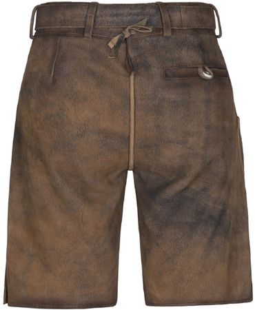 Pezzo D'oro Herren Trachtenlederhose 2-tlg mit Gürtel,kurz, bestickt,antikbraun Outlet