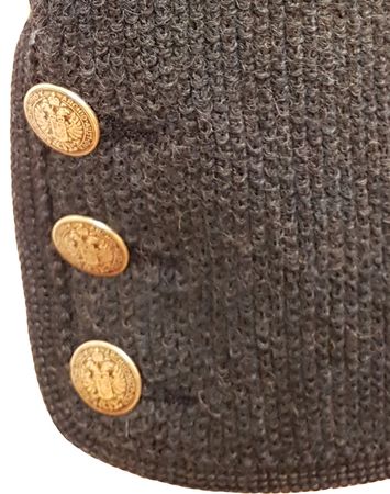 Pezzo D'oro Herren Trachtenstrickjacke blaumelange mit grauem Loden abesetzt, roter Paspel Auslauf