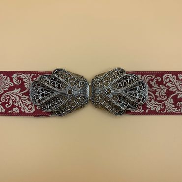 Pezzo D'oro Schürzenschließe, Dirndlschließe,altsilber 2-teilig ,Trachtenschließe, Lagerräumung