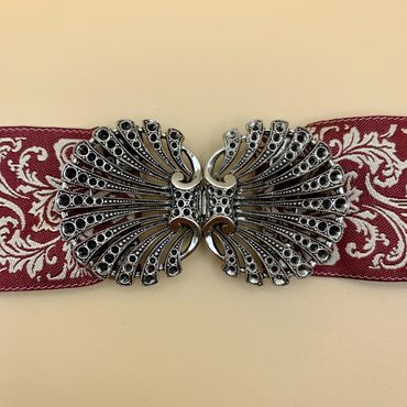 Pezzo D'oro Schürzenschließe, filigrane Pfauenfeder, altsilber,2 tlg Heißer Verkauf