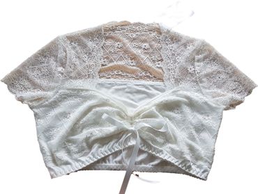 Pezzo D'oro Spitzendirndlbluse creme,Blumenbordüre,Herzausschnitt/Raffung Neuheiten