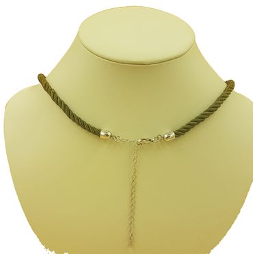 Pezzo D'oro Trachtenkette Edelweiß altsilber,grünes Kordelband und Glitzersteine Neueste Stile