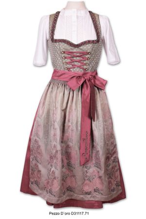 Pezzo D'oro Wiesndirndl, Festtagsdirndl Mididirndl 70cm,oliv/beere Nur noch ein Tag übrig