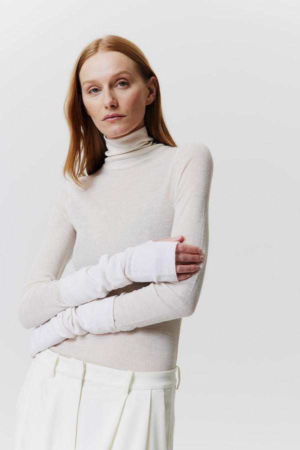 Prinz Berlin Kaschmir Arm Warmers Fine Knit Off-White Versandkostenfrei