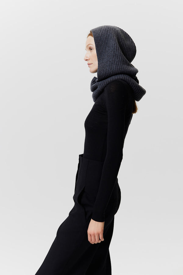 Prinz Berlin Kaschmir Hood Rib Knit Graphit Flash Sale