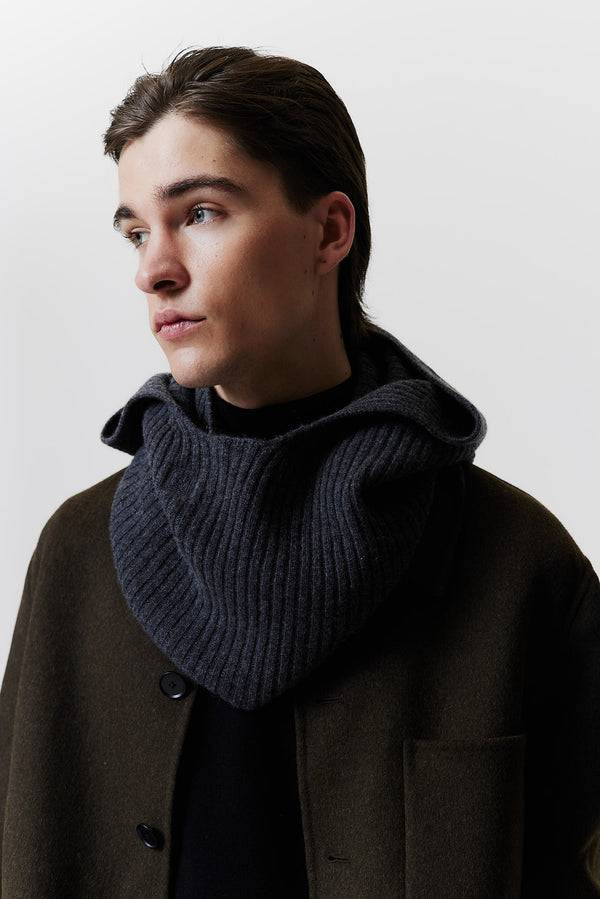 Prinz Berlin Kaschmir Hood Rib Knit Graphit Flash Sale