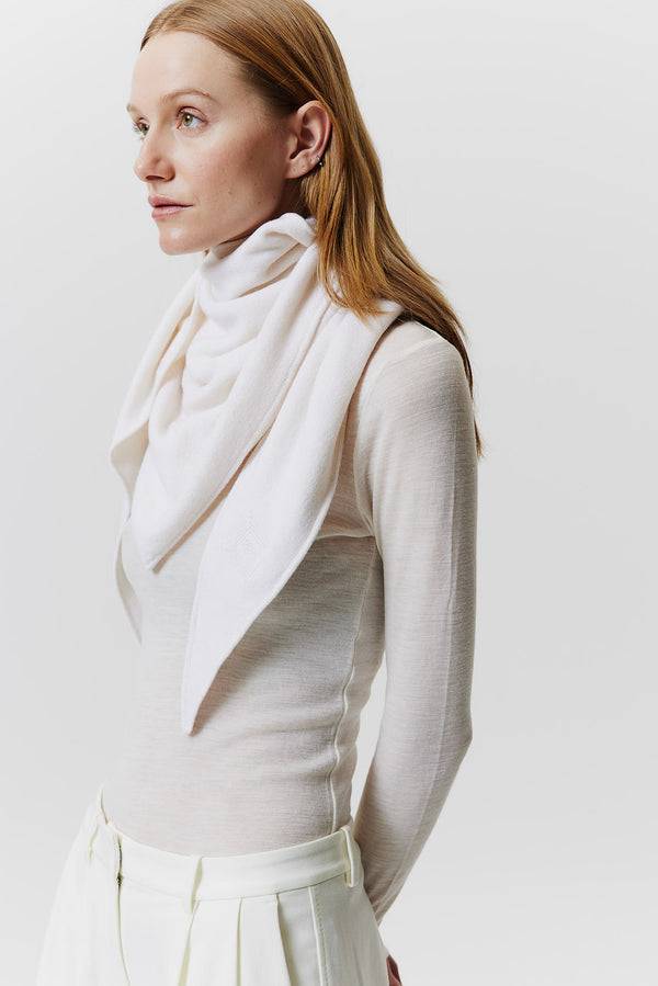 Prinz Berlin Kaschmir Triangle Fine Knit Off-White Begrenztes Angebot