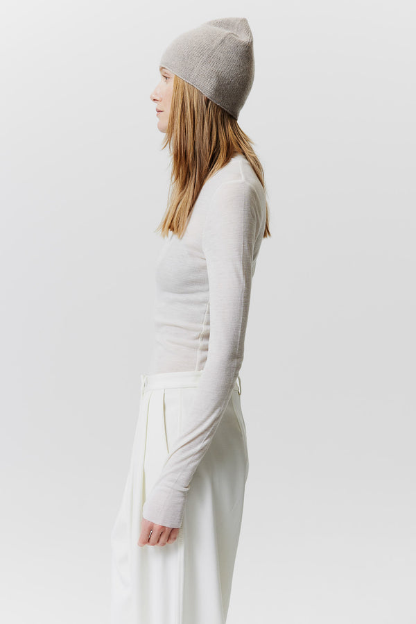 Prinz Berlin Kaschmir Beanie Fine Knit Beige Preisnachlass