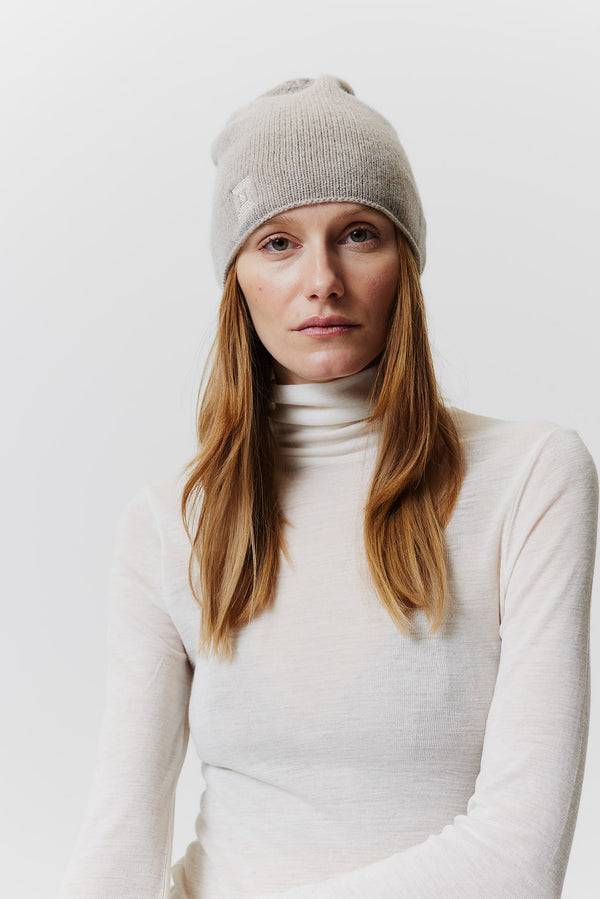 Prinz Berlin Kaschmir Beanie Fine Knit Beige Preisnachlass