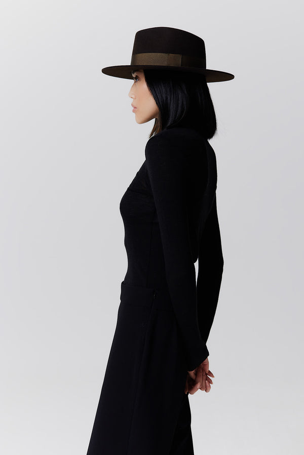 Prinz Berlin Merino Fedora Hut Short Brim Chocolate Muttertagsangebot