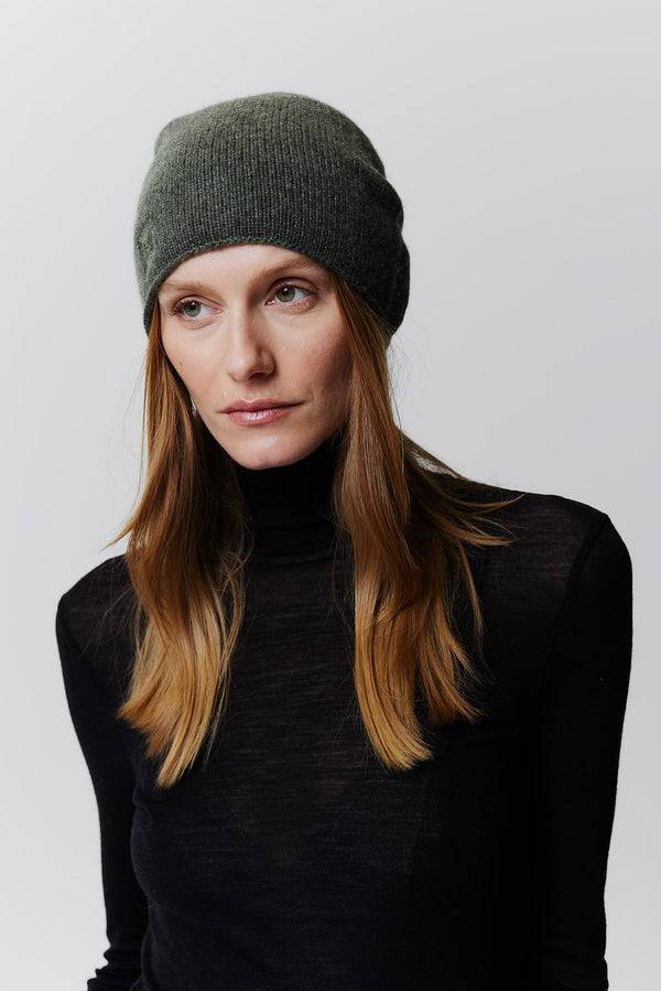 Prinz Berlin Kaschmir Beanie Fine Knit Grün Neueste Mode