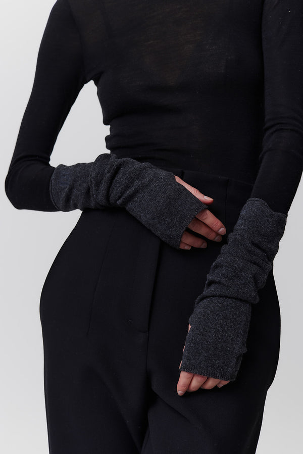 Prinz Berlin Kaschmir Arm Warmers Fine Knit Graphit Online Outlet