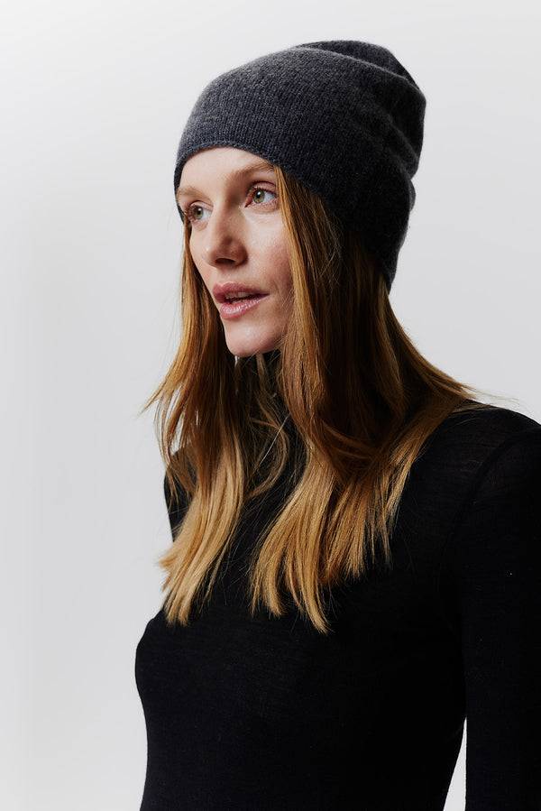 Prinz Berlin Kaschmir Beanie Fine Knit Graphit Zeitlich begrenztes Angebot