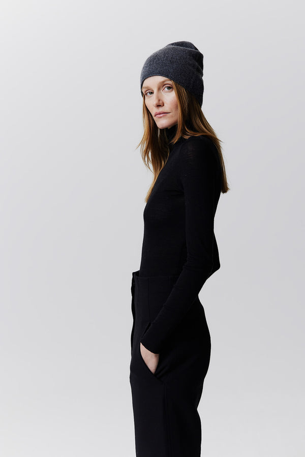 Prinz Berlin Kaschmir Beanie Fine Knit Graphit Zeitlich begrenztes Angebot